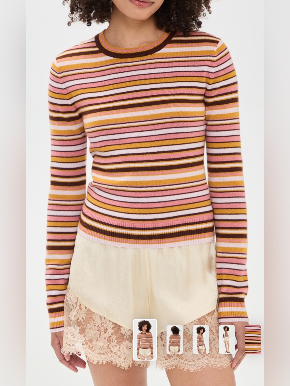 NWT reformation lian cashmere sweater in dried rose multi stripe - size s
